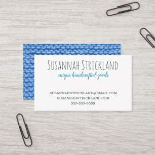 Blue Knitted Back Handcrafted Business Card