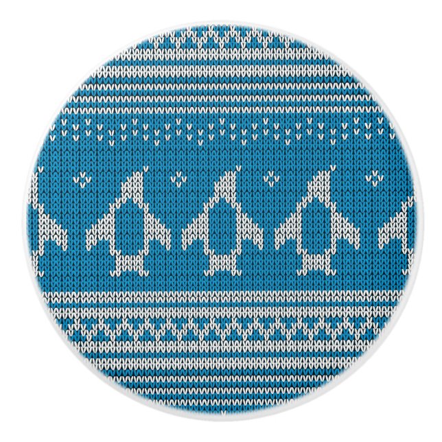 Blue Knitted Background Ceramic Knob (Front)