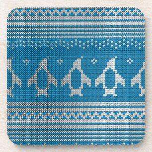 Blue Knitted Background Coaster