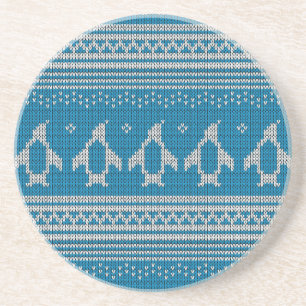 Blue Knitted Background Coaster