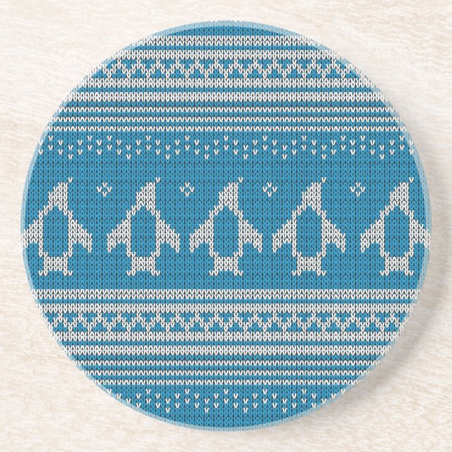 Blue Knitted Background Coaster (Front)
