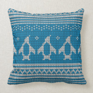 Blue Knitted Background Cushion