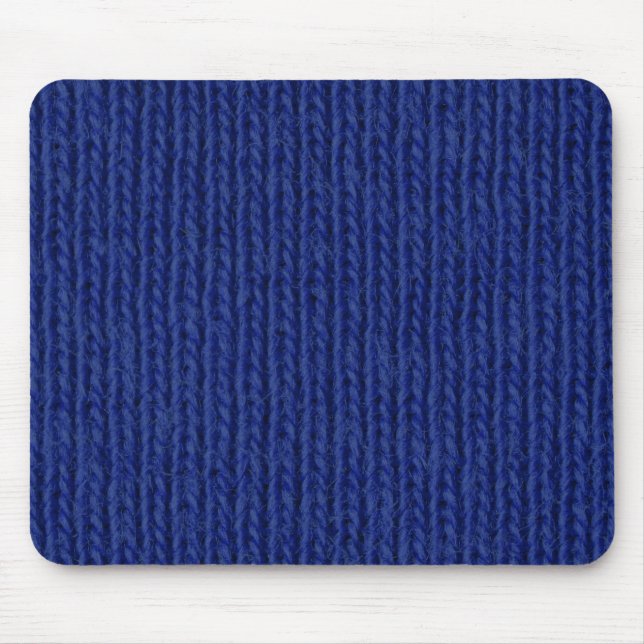 Blue knitted cotton close up mousemat (Front)