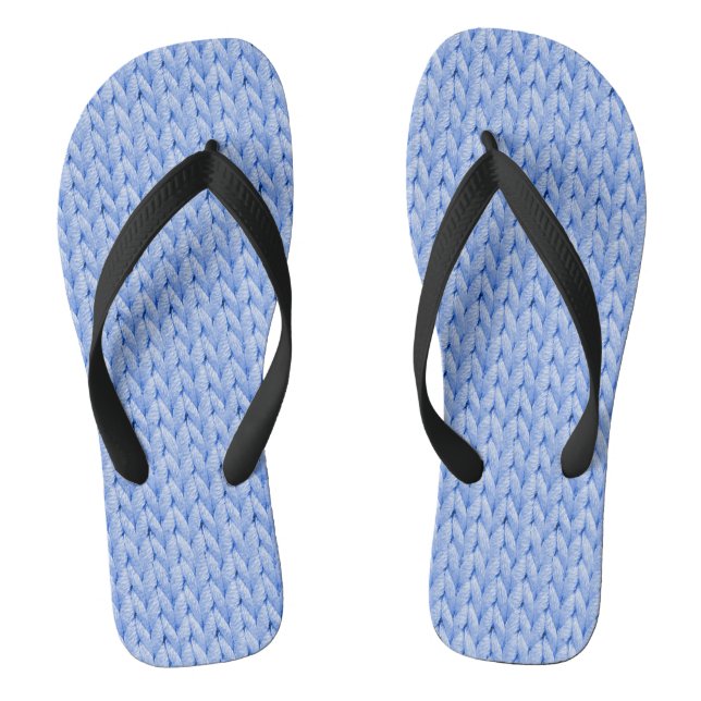 Blue Knitted Texture Flip Flops (Footbed)