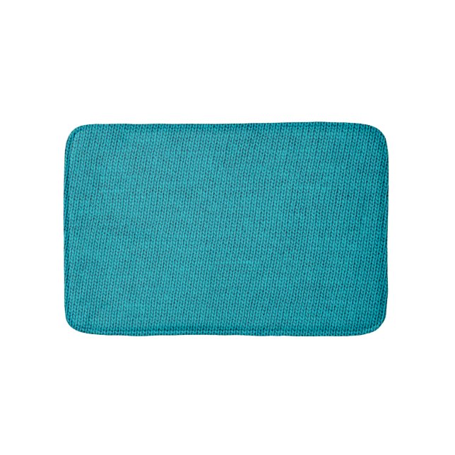 Blue Knitting Wool Texture Closeup Bath Mat (Front)
