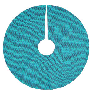 Blue Knitting Wool Texture Closeup Brushed Polyester Tree Skirt