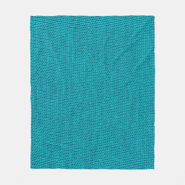 Blue Knitting Wool Texture Closeup Fleece Blanket (Front)