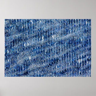 Blue knitting wool texture closeup photo backgroun poster