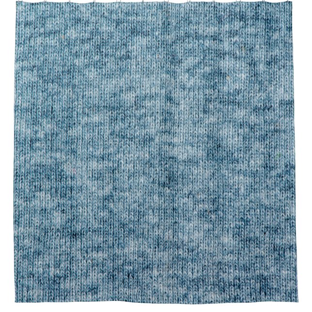 Blue knitting wool texture closeup photo backgroun shower curtain (Front)
