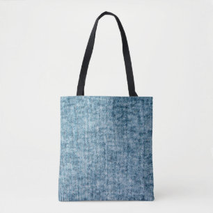 Blue knitting wool texture closeup photo backgroun tote bag