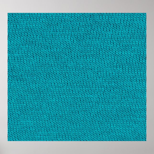 Blue Knitting Wool Texture Closeup Poster (Front)