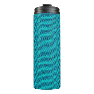 Blue Knitting Wool Texture Closeup Thermal Tumbler
