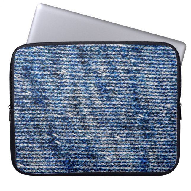 Blue knitting wool texture laptop sleeve (Front)