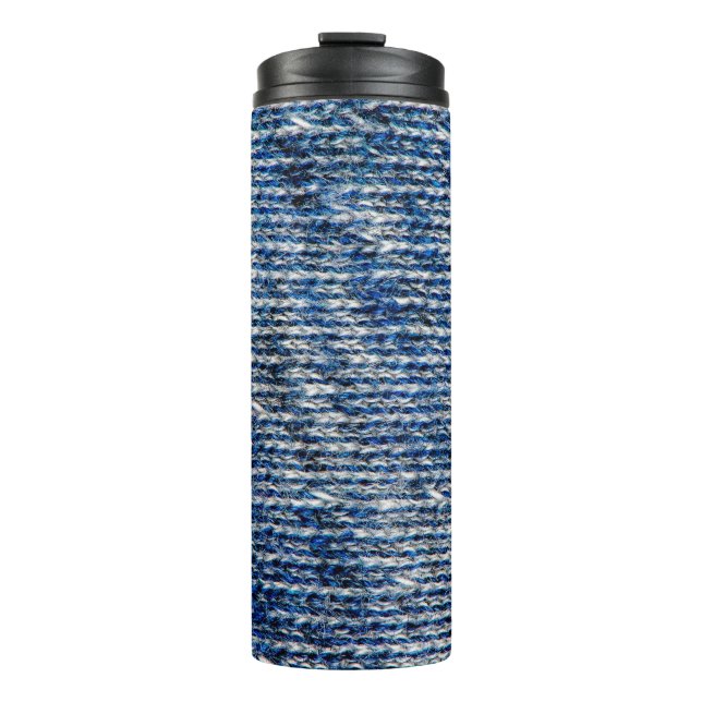 Blue knitting wool texture thermal tumbler (Front)