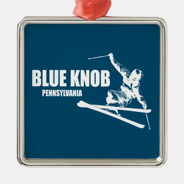 Blue Knob Pennsylvania Skier Metal Tree Decoration (Front)