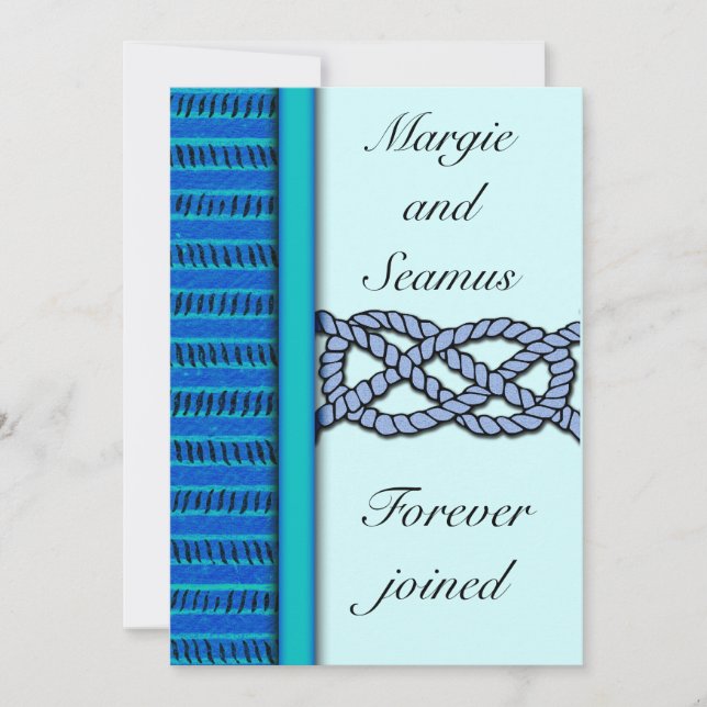 Blue Knotted Nautical Wedding Invitation (Front)