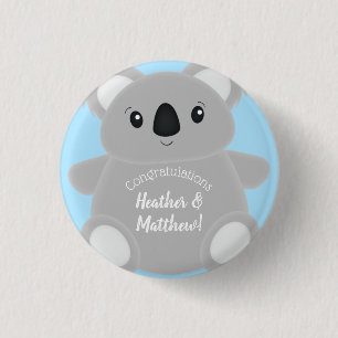 Blue Koala Bear Baby Shower 3 Cm Round Badge
