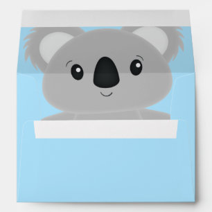 Blue Koala Bear Baby Shower Envelope