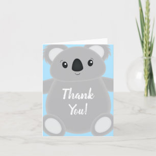 Blue Koala Bear Baby Shower Thank You Card