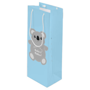 Blue Koala Bear Baby Shower Wine Gift Bag