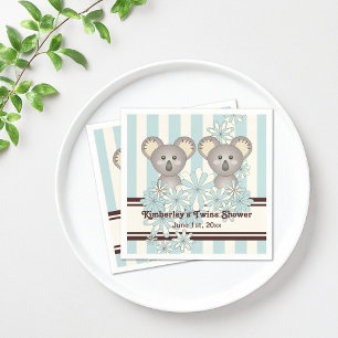Blue Koala Twin Baby Shower / Kids Birthday Paper Napkin