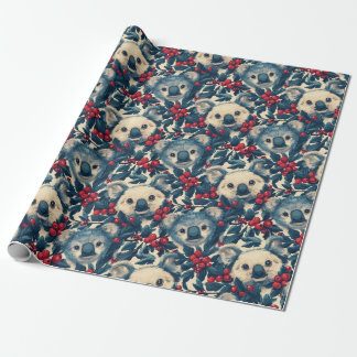 Blue Koalas Christmas  Wrapping Paper