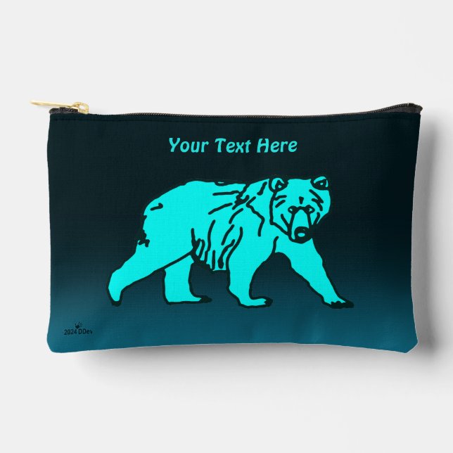Blue Kodiak Bear Accessory Pouch (Front)