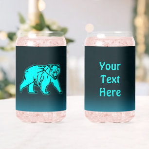 Blue Kodiak Bear Can Glass