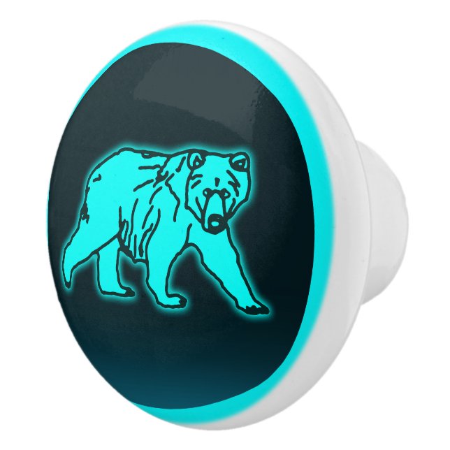 Blue Kodiak Bear Ceramic Knob (Right)