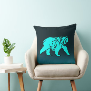 Blue Kodiak Bear Cushion