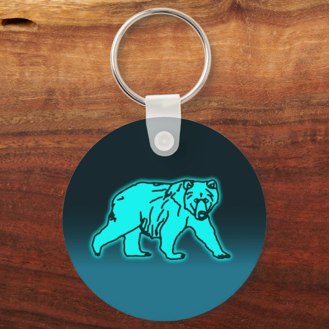 Blue Kodiak Bear Key Ring (Front)