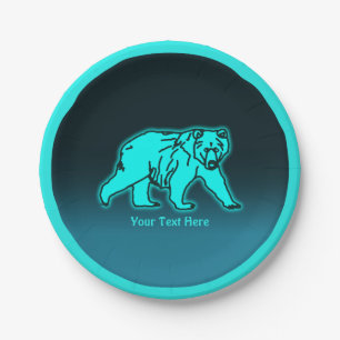 Blue Kodiak Bear Paper Plate
