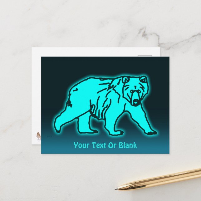 Blue Kodiak Bear Postcard (Front/Back In Situ)