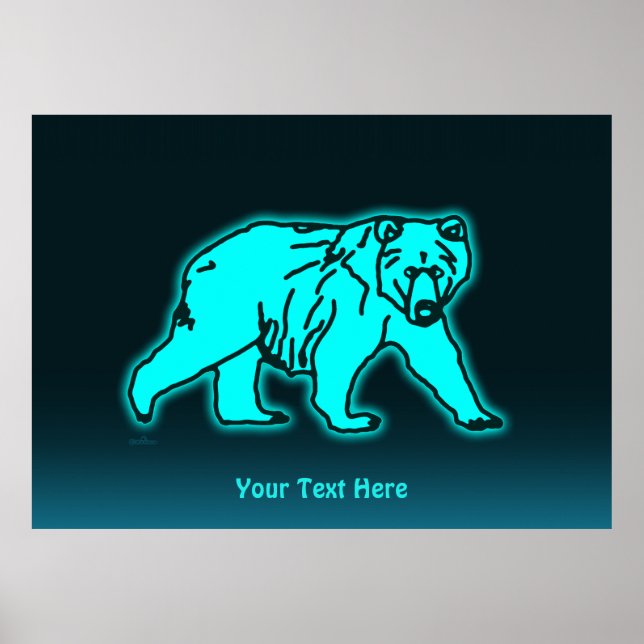 Blue Kodiak Bear Poster (Front)