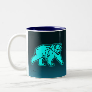 Blue Kodiak Bear Two-Tone Coffee Mug