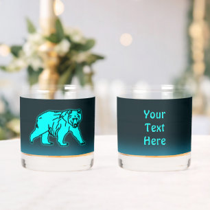 Blue Kodiak Bear Whiskey Glass