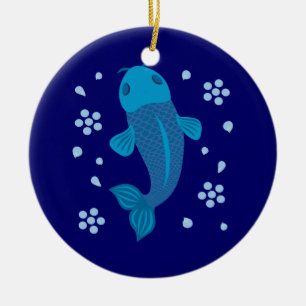 Blue Koi Fish Ceramic Tree Decoration