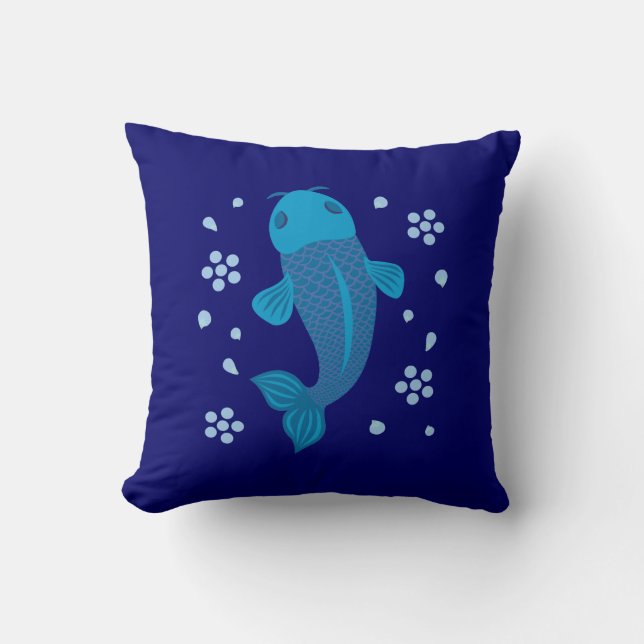 Blue Koi Fish Cushion (Front)