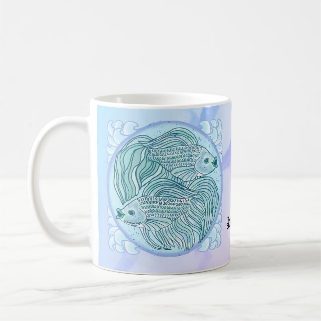 Blue Koi Fish mug  (Left)