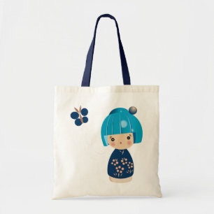 Blue Kokeshi Triplet Tote Bag