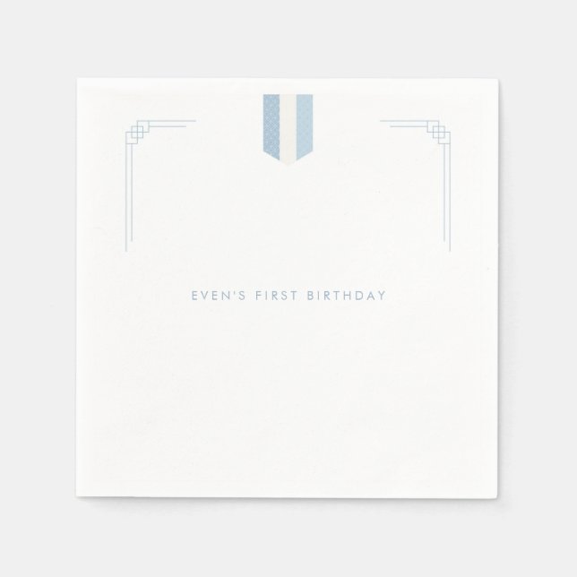 Blue Korean boy 1st birthday Doljanchi  Napkin (Front)