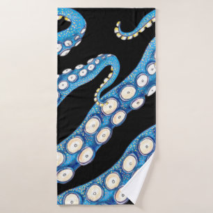 Blue Kraken Octopus Tentacles Art Bath Towel Set