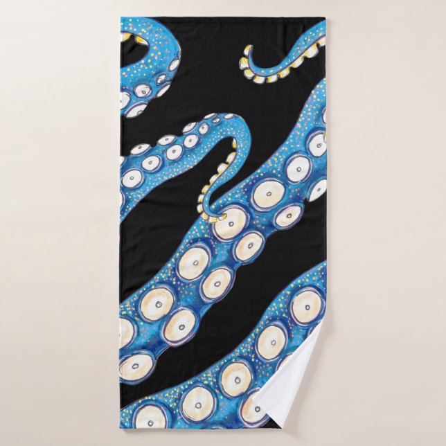 Blue Kraken Octopus Tentacles Art Bath Towel Set (Bath Towel)
