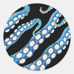 Blue Kraken Octopus Tentacles Art Classic Round Sticker