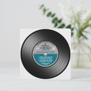 Blue Label Vinyl Record Anniversary Party Invitation