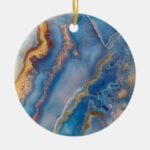 Blue Lace Agate Ceramic Tree Decoration