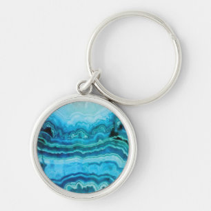 Blue Lace Agate gemstone printed Key Ring