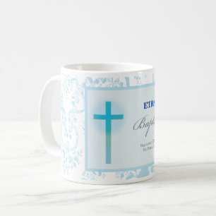 Blue Lace Boy Baptism Coffee Mug