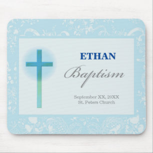 Blue Lace Boy Baptism Mouse Mat