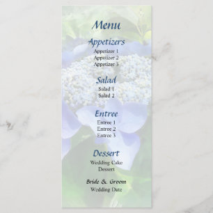 Blue Lace Cap Hydrangea Let's Dance Wedding Menu